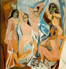 Cubism

This painting is aggressive and harsh, like the world of the prostitutes who inhabit it. 

This painting deliberately breaks with the traditions of Western illusionistic art, as a result of personal conflicts on his (Picasso's) part, c...