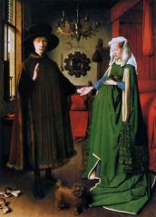Arnolfini and His Wife/Flanders/Early Renaissance/1434
Commissioned by wealthy man of his and his wife/possible symbolism for fertility