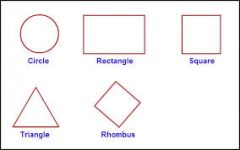 Flat, closed figures (squares, rectangles, triangles, circles, etc.).