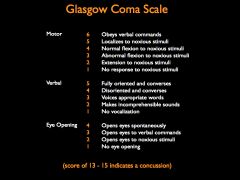 Glasgow Coma scale is one way used. although its not a very good indicator.