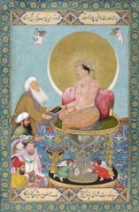#208 
Jahangir Preferring a Sufi Shailh to Kings 
Bichitr 
1620 C.E.
_______________________
Content: