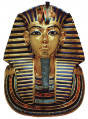 Egyptian art:  New Kingdom
from the tomb of Tutankhamen, Valley of Kings 
eighteenth dynasty, c. 1,332-1322 BCE
gold inlaid with glass and semiprecious stones