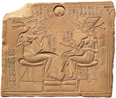 Egyptian art:  New Kingdom
from Akhetaten (present day Tell el-Amarna)
eighteenth dynasty, c. 1353-1336 BCE
Painted limestone relief 