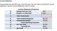 Based on the income statement, what are Cheng’s projected total yearly sales?