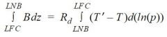 

Defined as the integral from the LFC to the LNB of Force/density (=Buoyancy) with respect to height


(the left side is easier to work with because Skew T diagrams have ln p scales)




the amount of energy a parcel of air would have if lifted a...