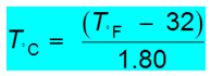 18.	Exercise
At what temperature does C = F? 
•	Since °C equals °F, they both should be the same value (designated as variable x).  
•	Use one of the conversion equations such as:
•	Substitute in the value of x for both T°C and T°F.  Solve for x.