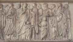 

Imperial Rome: 

  Ara Pacis Augustae (Altar of Augustan Peace), Rome, Italy, 13-9 BCE, marble  -Probably assembled incorrectly