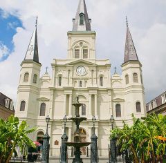 This is 
the oldest cathedral in the United States and the third church on this 
site.  The present church dates from 1849-51.  It was constructed to the
 specifications of the architect J.N.B. de Pouilly.  The first two had 
been parish...