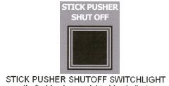 1. "PUSHER SYST FAIL" caution light

2. "PUSH OFF" caution light remains illuminated on the "STICK PUSHER SHUTOFF" switchlight.