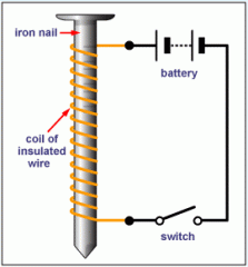 made of a device run by an energy source and wires carrying an electric current