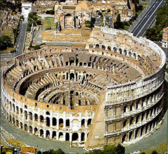 the Colosseum (aerial view), Rome, 72 80 CE.