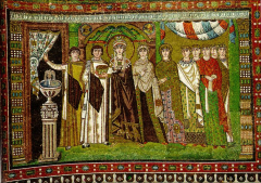 ￼Theodora and Her Attendants, c. 547. Mosaic, sidewall of the apse, San Vitale