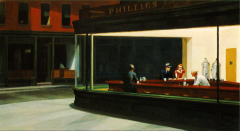 Edward Hopper,Nighthawks, 1942. Oil on canvas, 30 * 60 in. Art Institute of Chicago. Friends of American Art Collection, 1942.51.