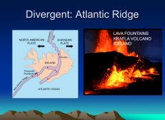 At a divergent plate 
boundary lithospheric 
plates move away from 
each other. 
• The mid-Atlantic Ridge, a 
topographically high area 
near the middle of the 
Atlantic Ocean, is an 
example of a divergent 
plate boundary. 
• New cr...