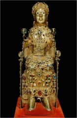 *9th century*Romanesque
-wooden core 
-sheets of gold covered it
-luminous figure with power