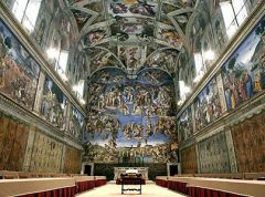 #75


Sistine Chapel


Vatican City, Rome, Italy


Artist: Michelangelo


ceiling: 1508 - 1512 C.E.


altar: 1536 - 1541 C.E.