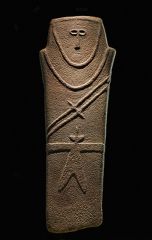 Formal Analysis: Anthropomorphic stele, Arabian Peninsula, 4,000 BCE, carved stone, #6
 
Content: Neolithic Stele's are also known as stone markers. These pieces are meant to stand upright and perhaps mark one's territory or recognition of a perso...