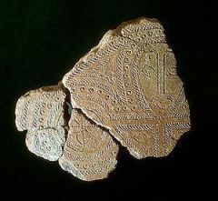 Formal Analysis: Terra cotta fragment, Solomon Islands, Reef Islands / Lapita, 1,000 BCE, incised terra cotta, #11
 
Content: This piece demonstrated the repetition of geometric patterns. There is occasionally a stylized face within the carvings. ...