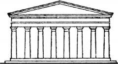 Having eight frontal columns in the portico