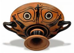 Drinking cup with eyes on the exterior; resembles a mask when raised to the lips