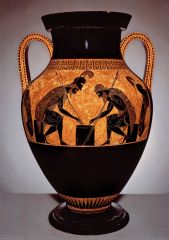 An ancient Greek vase-painter and potter who worked mainly in the black-figure technique (Achilles and Ajax playing dice; suicide of Ajax)