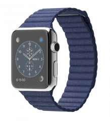 42mm Stainless Steel Case with Bright Blue Leather Loop