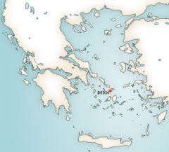 A Greek island in the South Aegean Region; the birthplace of Apollo and Artemis