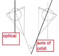 The two axes are not congruent.
Muscles attach on teh axis of orbit