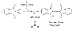 Ninhydrin reaction
Add ninhydrin and heat to 373K 
To form purple compound