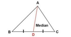 A median is a segment from a VERTEX point to the MIDPOINT of the opposite side.  There are 3 in every triangle