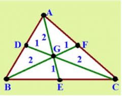 The distance from the vertex to the centroid is 2/3 the total median length, the other 1/3 is from centroid to midpoint.  Works for all 3!!