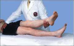 With the patient supine, stabilize the pelvis, hold one ankle, and move the leg medially across the body and over the opposite extremity.