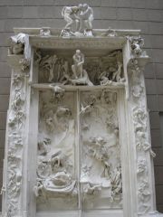 What is the name of this sculpture? Who made this? What type of artist is he? Where were the doors from?