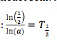 ln(1/2) / ln(a) = 7,9 mm er halveringstykkelsen af stoffet til strålingen