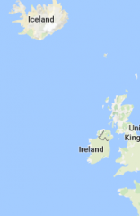 Between Iceland and Ireland

