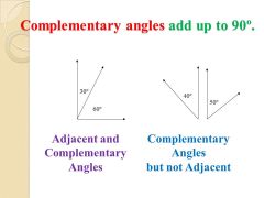 Angles that form a right angle; angles that add to 90°