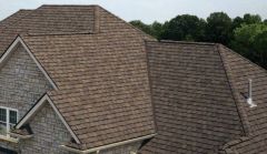 Roof covering of asphalt, asbestos, wood, tile, slate, or other material cut to stock lengths, widths, and thicknesses.
