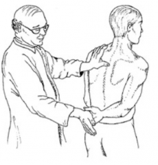 - Patient places dorm of hand on lumbar back and attempts to lift hand off of back
- Tests the SUBSCAPULARIS
- If painful, indicates a rotator cuff injury or tear