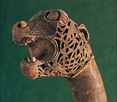 Animal-head post, from the Oseberg, Norway, ship burial, ca. 825.