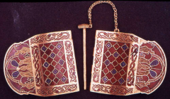 Hinged shoulder clasp from the ship burial at Sutton Hoo, England, Anglo-Saxon, c. 625-30 C.E