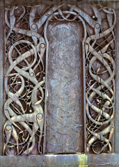 Wooden portal of the stave church at Urnes, Norway, ca. 1050–1070.