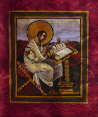 Saint Matthew, folio 15 recto of the Coronation Gospels (Gospel Book of Charlemagne), from Aachen, Germany, ca. 800–810