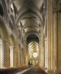 Interior of Durham Cathedral, England, begun ca. 1093.
