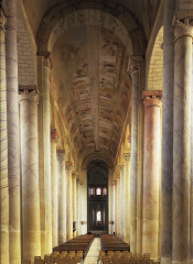 Nave of the abbey church, Saint-Savin-sur-Gartempe, France. Painted barrel vault, ca. 1100.