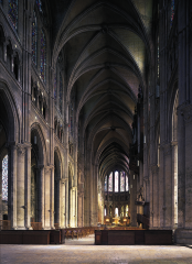 Interior of Chartres Cathedral (view facing east), Chartres, France, begun 1194