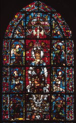 Virgin and Child and angels (Notre Dame de la Belle Verrière), window in the choir of Chartres Cathedral, Chartres, France, ca. 1170