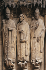 Saints Martin, Jerome, and Gregory, jamb statues, Porch of the Confessors (right doorway), south transept, Chartres Cathedral, Chartres, France, ca. 1220–1230.