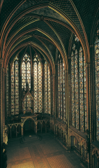 Interior of the upper chapel, Sainte-Chapelle, Paris, France, 1243–1248.