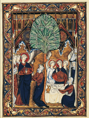 Abraham and the three angels, folio 7 verso of the Psalter of Saint Louis, from Paris, France, 1253–1270