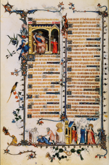 34  JEAN PUCELLE, David before Saul, folio 24 verso of the Belleville Breviary, from Paris, France, ca. 1325